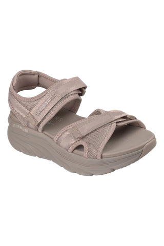 Taupe sandali z nastavljivimi prečnimi trakovi Skechers D'LUX WALKER SANDAL BOLD CITY