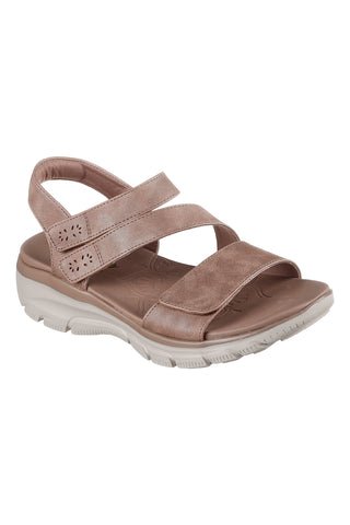 Kovinski sandali sivkaste barve s trojnim nastavljivim trakom Skechers EASY GOING ALL DAY CHIC
