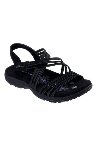 Črni sandali z elastičnimi trakovi Skechers REGGAE SLIM SUNNYSIDE 2.0
