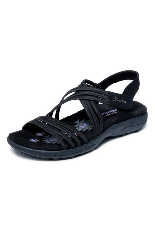 Črni sandali z elastičnimi trakovi Skechers REGGAE SLIM SUNNYSIDE 2.0