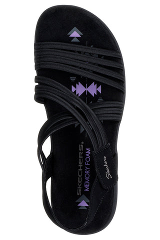 Črni sandali z elastičnimi trakovi Skechers REGGAE SLIM SUNNYSIDE 2.0