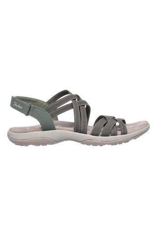Olivno zeleni sandali z nastavljivimi elastičnimi trakovi Skechers REGGAE SLIM SUMMER GETAWAY