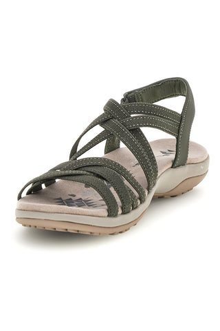 Olivno zeleni sandali z nastavljivimi elastičnimi trakovi Skechers REGGAE SLIM SUMMER GETAWAY