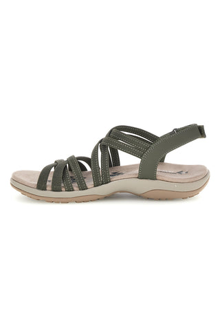 Olivno zeleni sandali z nastavljivimi elastičnimi trakovi Skechers REGGAE SLIM SUMMER GETAWAY