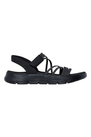 Črni sandali z elastičnimi trakovi in velcro trakom Skechers Go walk flex sandal
