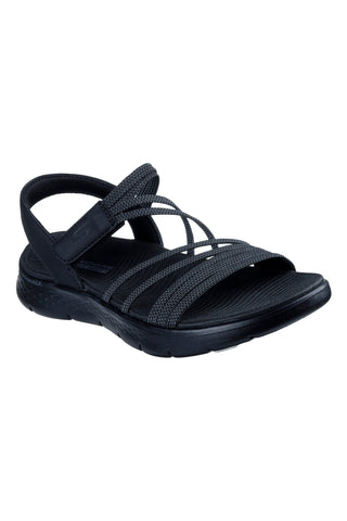 Črni sandali z elastičnimi trakovi in velcro trakom Skechers Go walk flex sandal