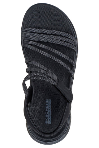 Črni sandali z elastičnimi trakovi in velcro trakom Skechers Go walk flex sandal