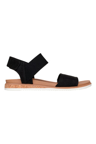 Črni sandali z velcro trakom in perforiranim trakom Skechers Desert kiss low