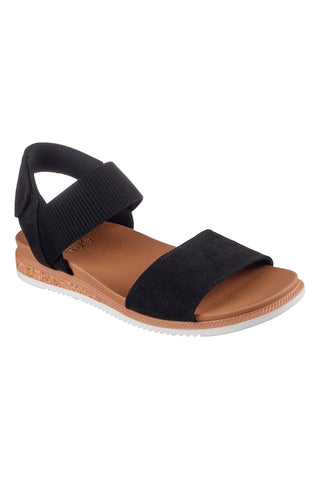 Črni sandali z velcro trakom in perforiranim trakom Skechers Desert kiss low