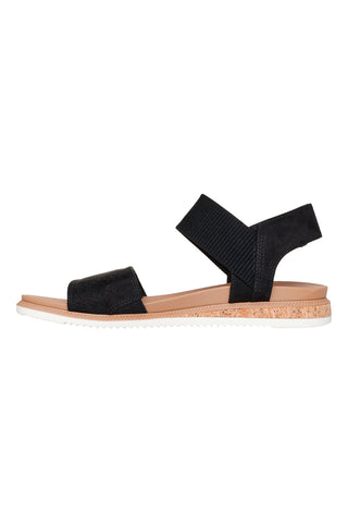 Črni sandali z velcro trakom in perforiranim trakom Skechers Desert kiss low