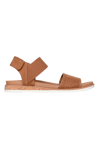 Rjavi sandali z velcro trakom in perforiranim trakom Skechers Desert kiss low