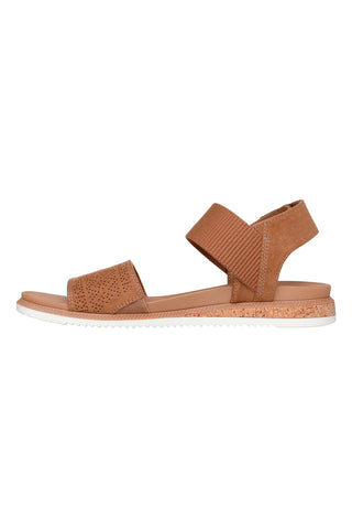 Rjavi sandali z velcro trakom in perforiranim trakom Skechers Desert kiss low