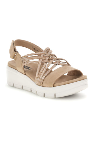 Sandali bež barve s pletenimi trakovi in velcro zaponko The first active 24001A