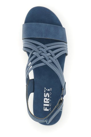 Modri sandali s pletenimi trakovi in velcro The first active 24001A