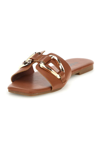 Rjavi copati s konjsko peto The first chic PRE5413
