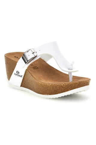 Bela japonka s srebrno zaponko in visokim klinom Superga S11O923