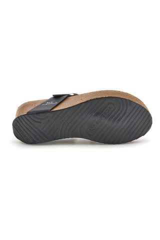 Črne japonke s srebrno zaponko in visokim klinom Superga S11O923