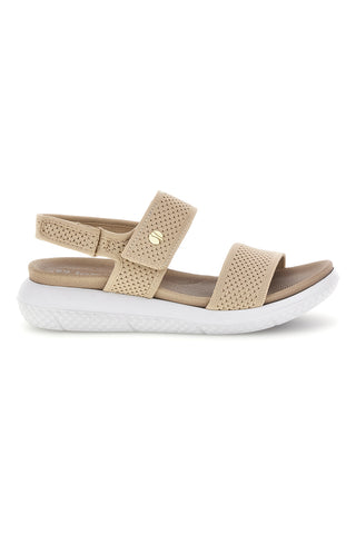 Sandali bež barve s perforiranimi trakovi in velcro zapenjanjem Inblu 30 TT