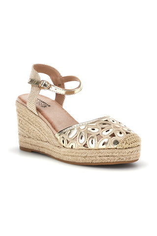 Zlati sandali espadrile z vrvnim klinom Pittarello Sun Bl5
