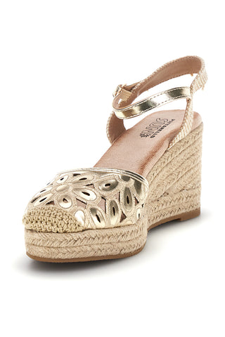 Zlati sandali espadrile z vrvnim klinom Pittarello Sun Bl5