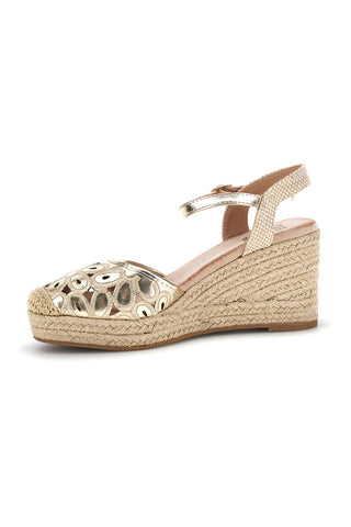 Zlati sandali espadrile z vrvnim klinom Pittarello Sun Bl5
