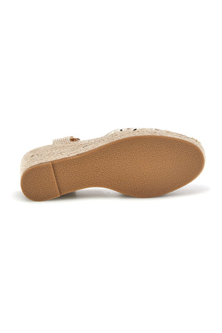 Zlati sandali espadrile z vrvnim klinom Pittarello Sun Bl5