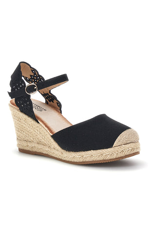 Črni sandali espadrile z vrvnim klinom Pittarello Sun Bl6