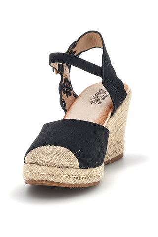 Črni sandali espadrile z vrvnim klinom Pittarello Sun Bl6