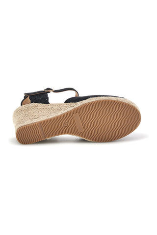 Črni sandali espadrile z vrvnim klinom Pittarello Sun Bl6
