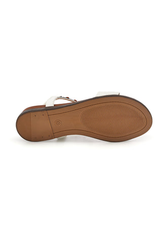Beli sandali z detajli iz draguljev in elastičnim trakom Quanna mel 560319