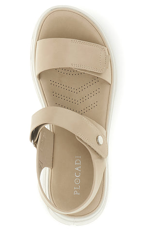 Bež sandali z velcro trakovi, udoben podplat Plocadi G88382
