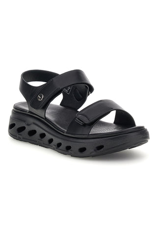 Črni sandali z velcro trakovi, udoben podplat Plocadi G88382