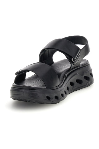 Črni sandali z velcro trakovi, udoben podplat Plocadi G88382