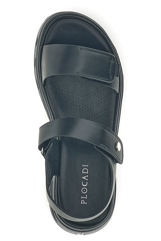 Črni sandali z velcro trakovi, udoben podplat Plocadi G88382