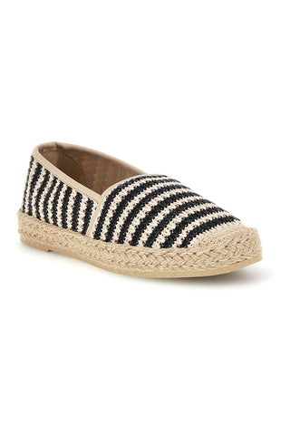 Espadrile iz bež in črne črtaste tkanine Prima riga p687