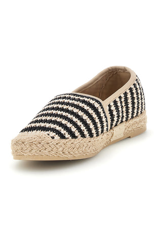 Espadrile iz bež in črne črtaste tkanine Prima riga p687