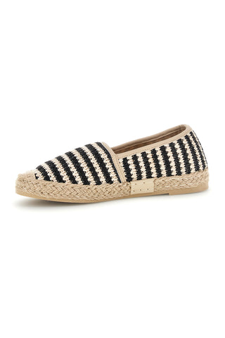 Espadrile iz bež in črne črtaste tkanine Prima riga p687