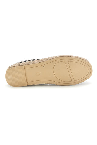 Espadrile iz bež in črne črtaste tkanine Prima riga p687
