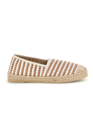 Espadrillas beige e bianche a righe in tessuto Prima riga p687
