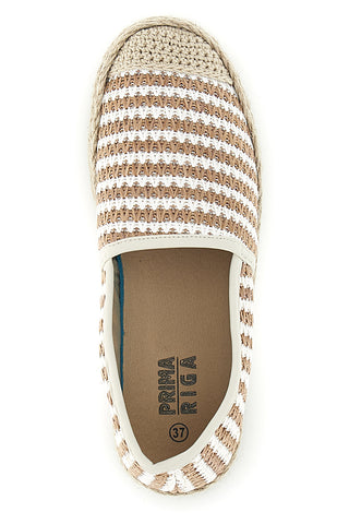 Bežno-bele črtaste espadrile Prima riga p687