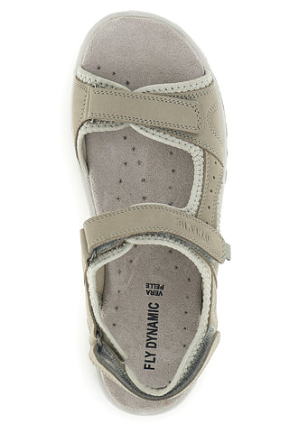 Biserno bež sandali iz pravega usnja z velcro trakovi Fly dinamic FD54