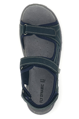 Modri sandali iz pravega usnja z velcro trakovi Fly dinamic FD54