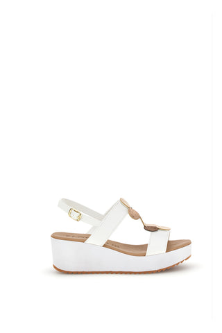 Beli sandali z geometrijskimi oblikami Plocadi 363033