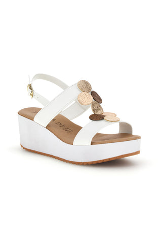 Beli sandali z geometrijskimi oblikami Plocadi 363033