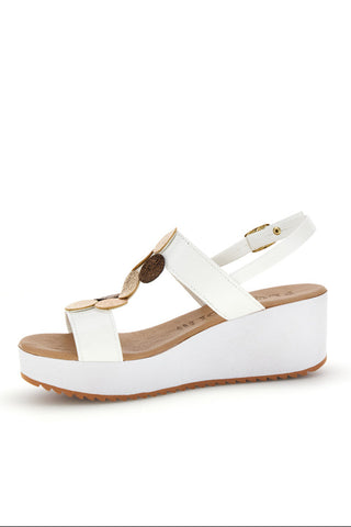 Beli sandali z geometrijskimi oblikami Plocadi 363033