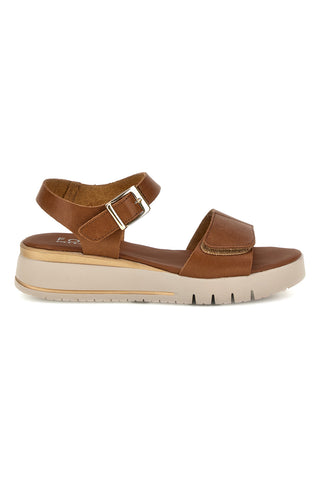 Usnjeni sandali s klinom in velcro trakom Pittarello focus 5493097