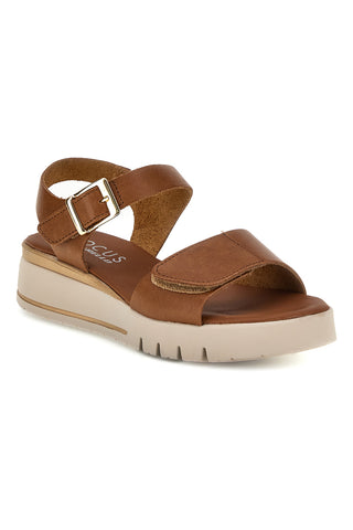 Usnjeni sandali s klinom in velcro trakom Pittarello focus 5493097
