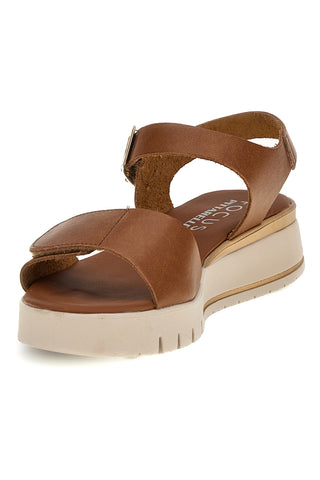 Usnjeni sandali s klinom in velcro trakom Pittarello focus 5493097