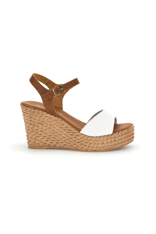 Beli usnjeni sandali s klinom Pittarello 5621504