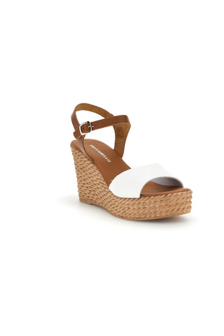 Beli usnjeni sandali s klinom Pittarello 5621504